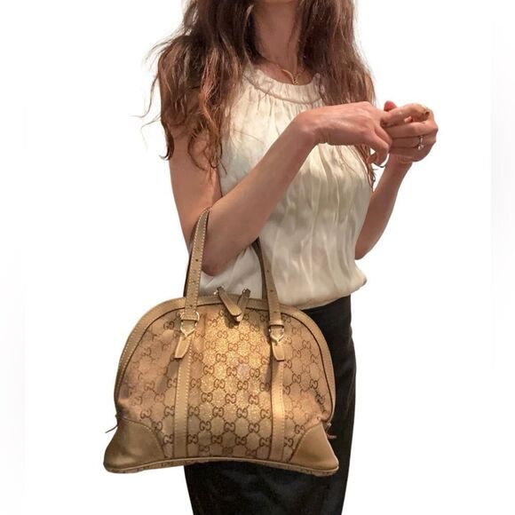 Gucci Brown Shoulder Bag with Leather Trim - Picture 9 of 11